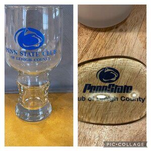 Penn State Nittany Lions Wine Glass Goblet Paperweight Set LEHIGH COUNTY CLUB